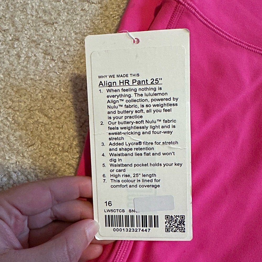 Lululemon Pink Size 16 25” Align Leggings. Brand new with tags.